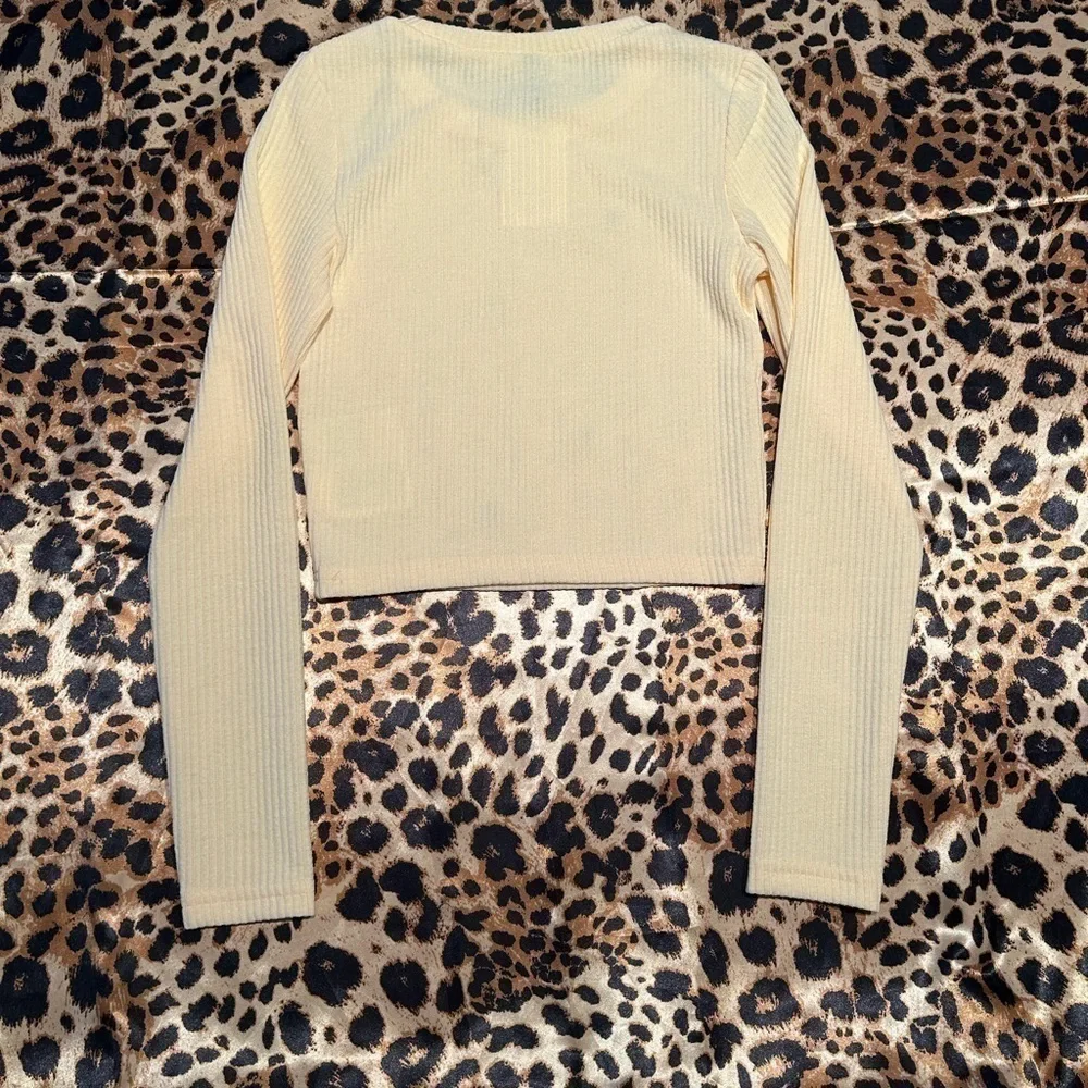 NWT H&M Daisy Embroidered Pastel Yellow Cropped Long Sleeve